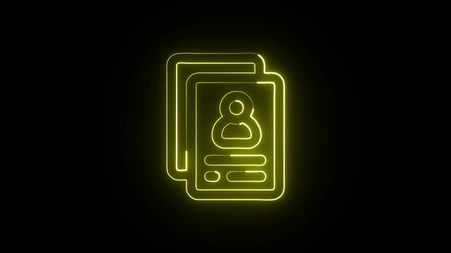 Contact Card Animation with Glowing Lines on Black Background - Powered by Adobe