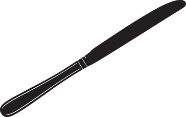 Butter knife in silhouette full white baackground.
