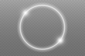 Luminous Spiral Light Twirl with Shiny Wave Motion, White Glowing Particles. Glitter silver neon circle ring frame. Light white Twirl. Curve light effect of white line. Abstract luxury white light