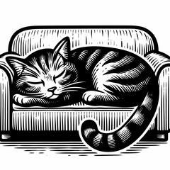 Sleeping cat on sofa