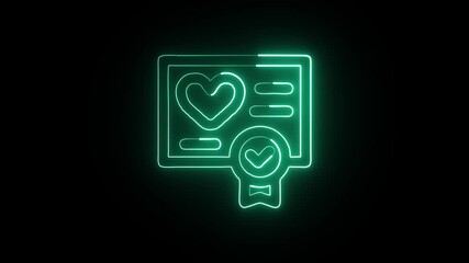 Certificate Award Animation with Glowing Lines on Black Background