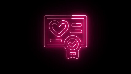 Certificate Award Animation with Glowing Lines on Black Background