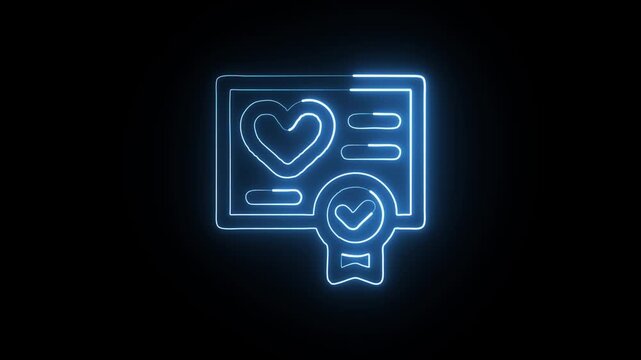 Certificate Award Animation with Glowing Lines on Black Background