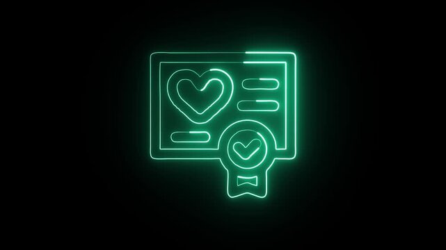 Certificate Award Animation with Glowing Lines on Black Background