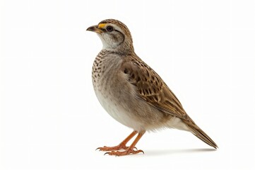 Yellow-throated Longclaw bird studio shot, white background, wildlife