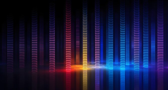 Abstract Digital Light Columns with Gradient Colors and Dynamic Visual Display