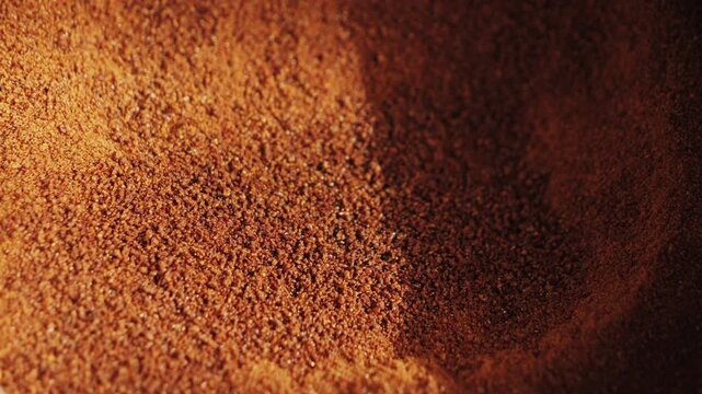 Instant chicory. Roasted crushed chicory root powder. High quality 4k footage