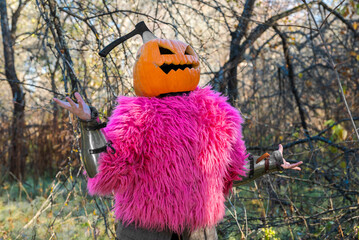Axe in pumpkin