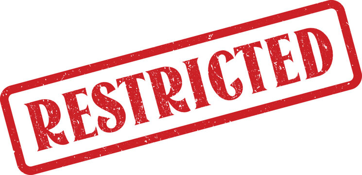 Red Ink Restricted Stamp Impression on White Background Grunge Textured Seal of Approval