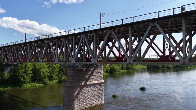 Refurbished Railway Bridge Over River in Jonava, Lithuania