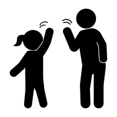 手を振る子どもと大人のピクトグラム