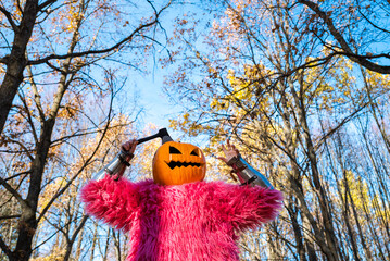 Axe in pumpkin