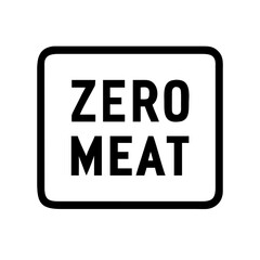 Zero meat label with black lettering on transparent background  