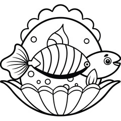 Obraz premium see under water fish line art coloring fish