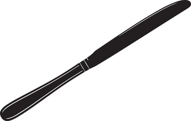 Vector image of a butter knife in silhouette full white baackground.