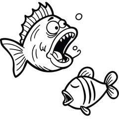 Fototapeta premium see under water fish line art coloring fish