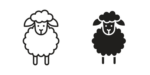 Sheep icon set line art and glyph design. Eps10