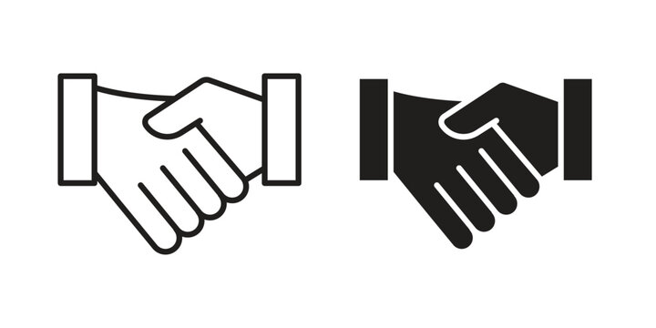 Shake hands icon set line art and glyph design. Eps10