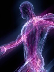 Fototapeta premium Dynamic Energy Flow Through the Body During an Intense Workout in a Soft Abstract Visual Representation