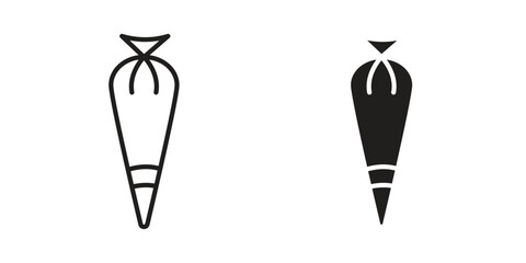 Pastry bag icon set line art and glyph design. Eps10
