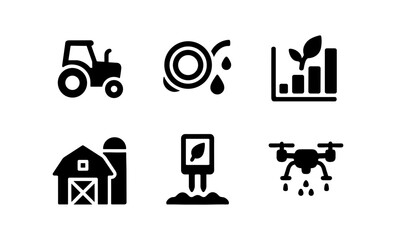 Fototapeta premium Modern agriculture icons: technology and organic farming symbols