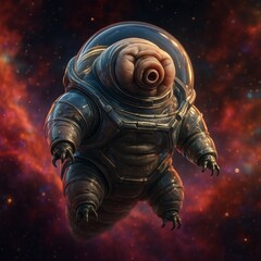 Fototapeta premium Space-Suited Tardigrade Drifting in a Cosmic Nebula 