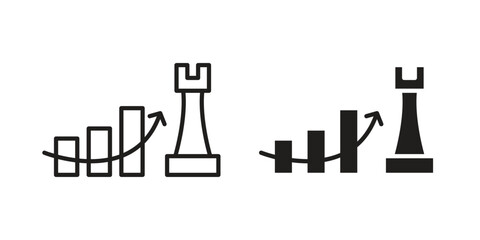 Marketing strategy icon set line art and glyph design. Eps10