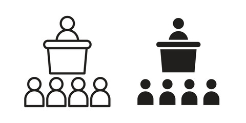 Lecture icon set line art and glyph design. Eps10