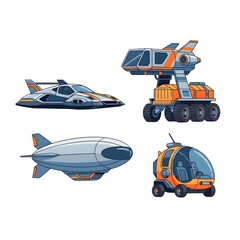 set of futuristic vehicles