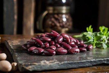 Realistic hand-roasted beans in a small pile on solid white