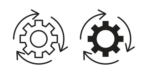 Implementation icon set line art and glyph design. Eps10