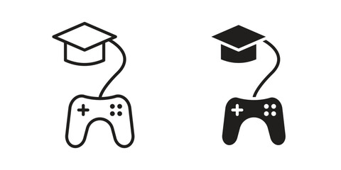 Game based learning icon set line art and glyph design. Eps10