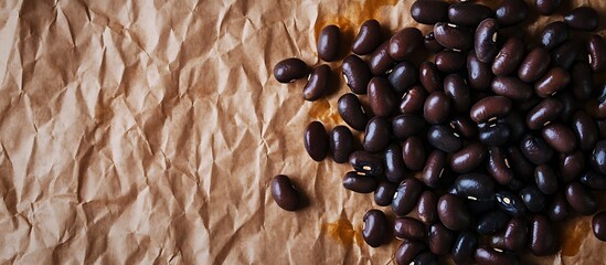 Ultra-crisp beans on golden brown paper texture