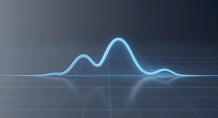 Abstract digital waveform on a grid against a dark background. Glowing blue line representing data visualization or sound frequency. Futuristic tech concept with a modern aesthetic.