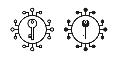 Fototapeta premium Digital key icon set line art and glyph design. Eps10