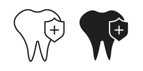 Dental insurance icon set line art and glyph design. Eps10