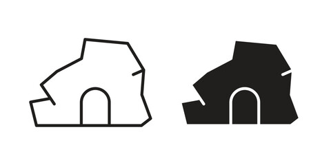 cave icon set line art and glyph design. Eps10