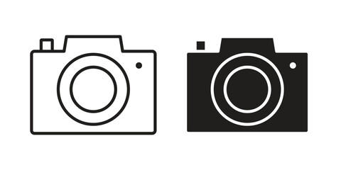 Camera icon set line art and glyph design. Eps10