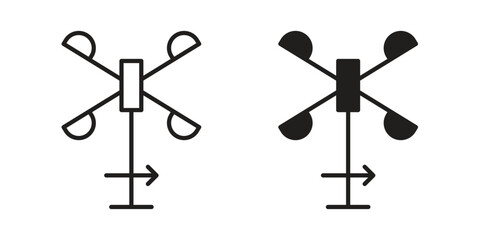 Anemometer icon set line art and glyph design. Eps10