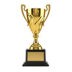 Elegant Golden Trophy Cup with Isolated on Transparent Background. The Symbol of Victory, Achievement, Recognition, and Excellence in a Modern, Gleaming Award.