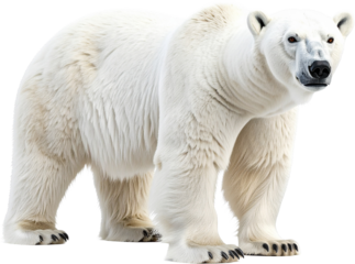 3D polar bear icon isolated on transparent background. PNG