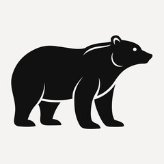 Symbolic silhouette of a powerful bear evoking nature s strength and resilience against plain white