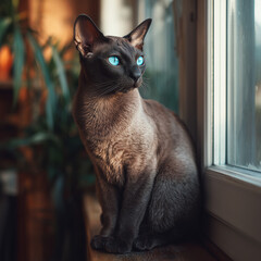 Dark cat with blue eyes