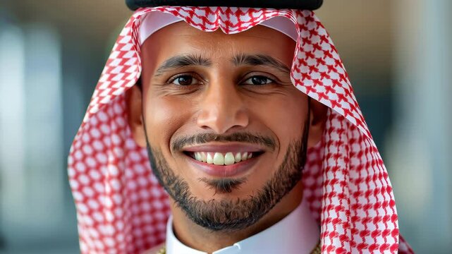 Smiling Man in Traditional Attire: A portrait of a man, radiating positivity and cultural pride, adorned in the customary headwear, exuding warmth and approachability.