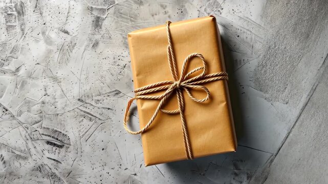 Brown Paper Package: Simple elegance in a brown paper package tied with string on a textured surface, waiting to bring joy.