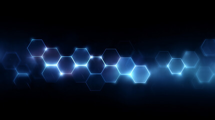 Abstract blue hexagonal pattern with glowing edges in a dark background showcasing modern digital design elements