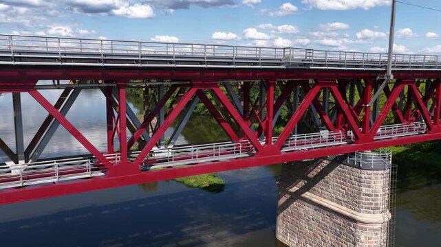 Refurbished Railway Bridge Over River in Jonava, Lithuania