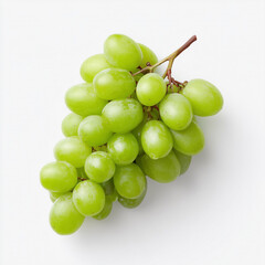 Fresh green grapes displayed on a clean white surface, showcasing natural color and texture