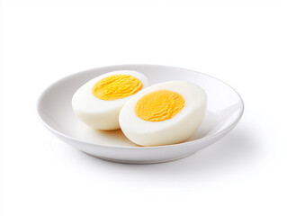 Deliciously prepared boiled eggs on a white plate ready for a healthy breakfast or snack