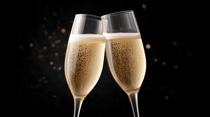 Sparkling glasses ready for celebration during a joyous evening gathering with friends and family